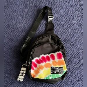 🛹 Justice JSPORT girls' sling bag in black and tie-dye